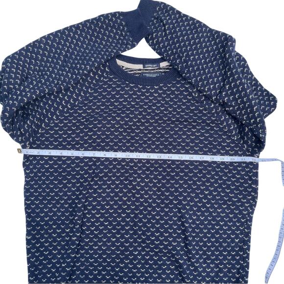 American Eagle Navy Knit Men’s Crewneck Sweater Blue White Pullover Sz Large - Picture 5 of 8